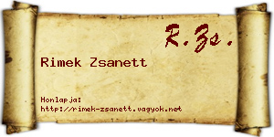 Rimek Zsanett névjegykártya